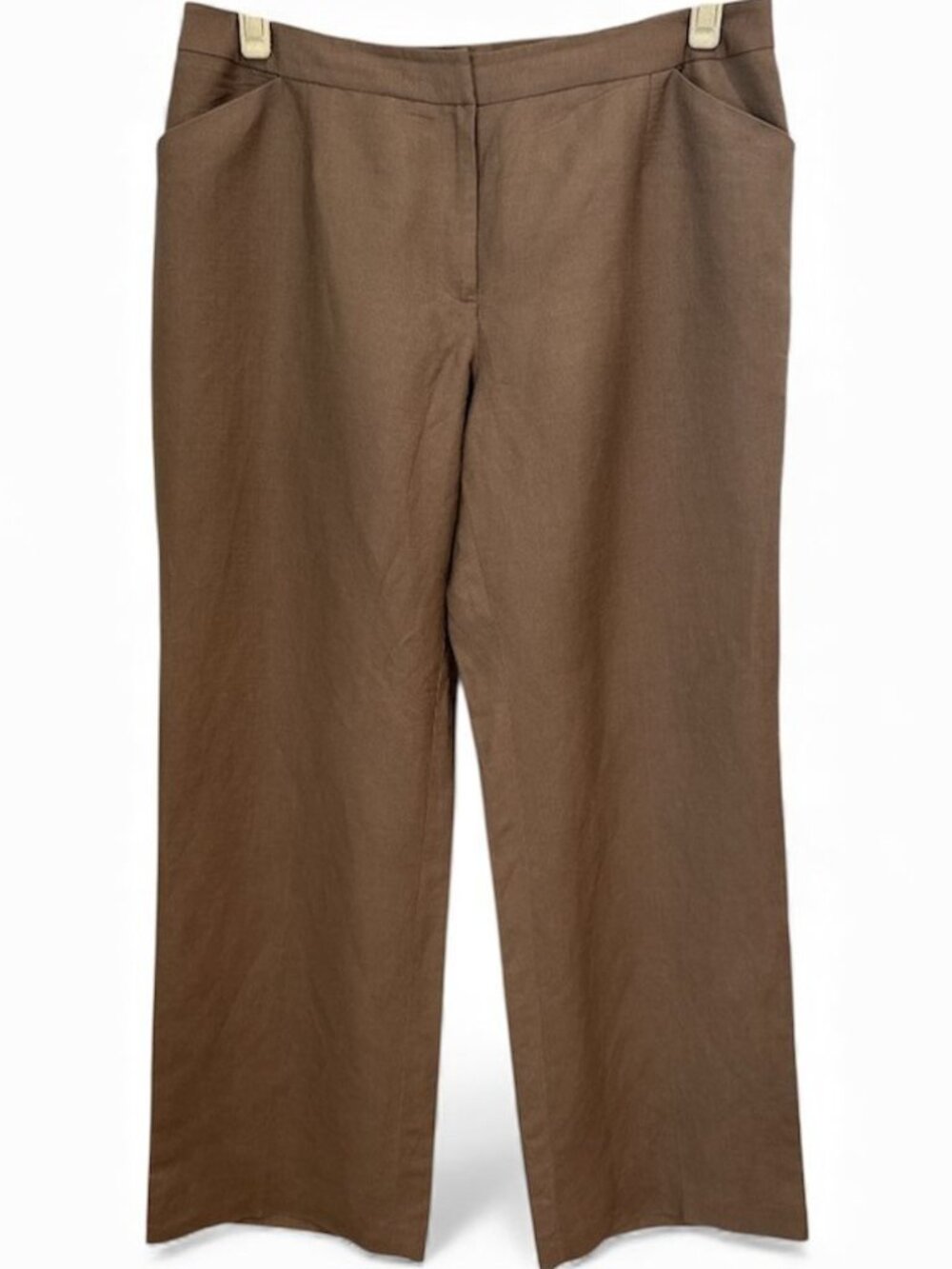Alex & Marie Brown Lined Linen Blend Pants Size 14W